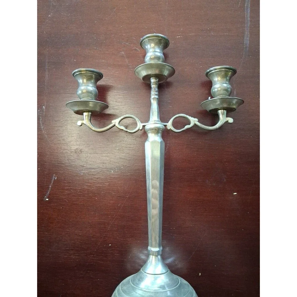 Vintage Godinger Silverplate Candelabras 3 Arm Holders Arms Silver Patina Rustic